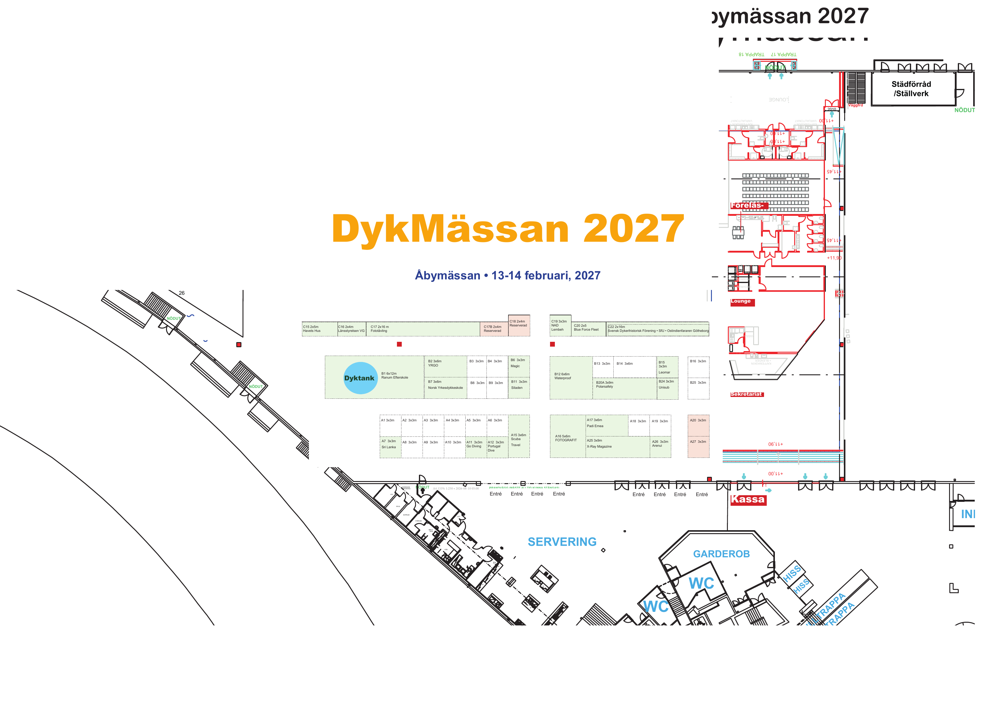 Planritning över Dykmässan i Åby Arena
